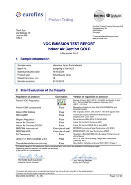 VOC-排放报告-室内空气舒适-GOLD-饰面板