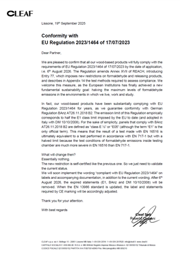 可丽芙甲醛声明 欧盟法规 (UE) 2023/1464
