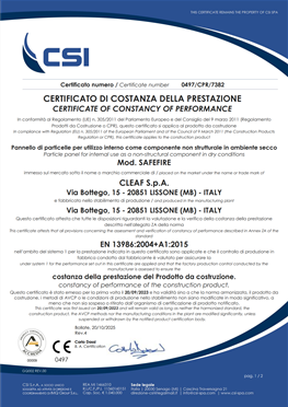 性能稳定性证书-SAFEFIRE系列---阻燃三聚氰胺刨花板