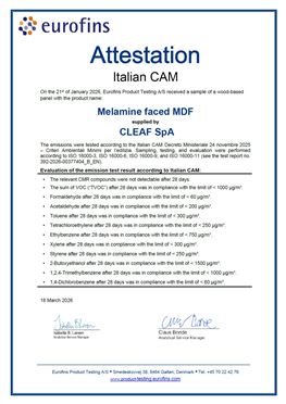 建筑用 VOC / CAM 认证 - MDF