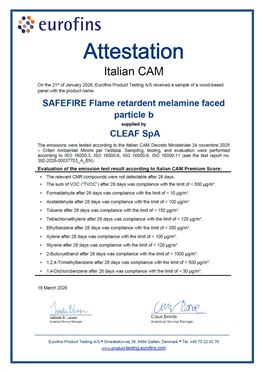 建筑用 VOC / CAM 认证 -SAFEFIRE