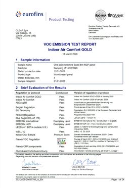 VOC 排放测试报告— IAC GOLD_E05 — 单面三聚氰胺饰面薄型MDF板