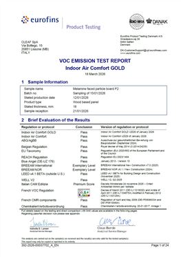 VOC 排放测试报告— IAC GOLD_E05 – 三聚氰胺饰面P2级刨花板
